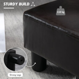 HOMCOM Ottoman Cube Footstool, PU Leather with 4 Plastic Legs, Versatile Furniture for Living Room, 45L x 45W x 45H cm, Black - Aosom UK - thumbnail 5