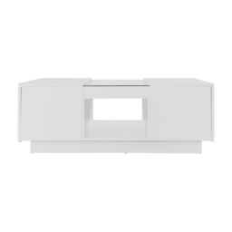 Modern Coffee Table with Storage and LED Lighting, Oblong Coffee Table with 2 Tiers, Drawers, and App Control, 100L x 50W x 35.5H cm, White - Aosom.UK - thumbnail 2