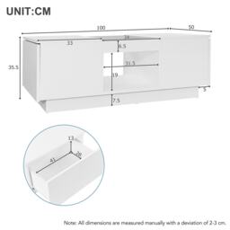 Modern Coffee Table with Storage and LED Lighting, Oblong Coffee Table with 2 Tiers, Drawers, and App Control, 100L x 50W x 35.5H cm, White - Aosom.UK - thumbnail 3