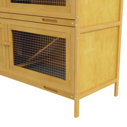 PawHut Two-Tier Rabbit Hutch, with Removable Trays, for 1-2 rabbits - Brown - thumbnail 9