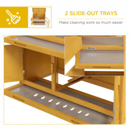 PawHut Two-Tier Rabbit Hutch, with Removable Trays, for 1-2 rabbits - Brown - thumbnail 6