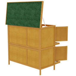 PawHut Two-Tier Rabbit Hutch, with Removable Trays, for 1-2 rabbits - Brown - thumbnail 8
