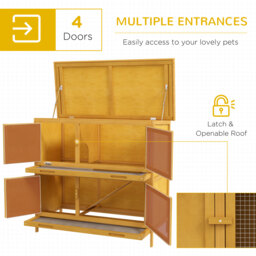 PawHut Two-Tier Rabbit Hutch, with Removable Trays, for 1-2 rabbits - Brown - thumbnail 4