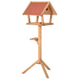 PawHut Wooden Bird Feeder Table Freestanding for Garden Backyard Outside Decorative Pre-cut Weather Resistant Roof 49 x 45 x 139 cm Natural - Aosom UK - thumbnail 8
