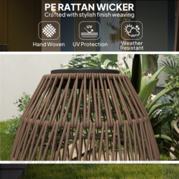 Outsunny Rattan Solar Table Lamp, Garden Solar Lantern with Auto On/Off Light, IP44 Waterproof, Decorative Outdoor Rattan Lamp for Porch, Pathway, Dark Brown - thumbnail 6