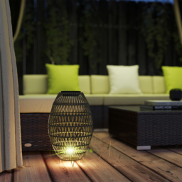 Outsunny Rattan Solar Table Lamp, Garden Solar Lantern with Auto On/Off Light, IP44 Waterproof, Decorative Outdoor Rattan Lamp for Porch, Pathway, Dark Brown - thumbnail 2