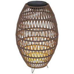 Outsunny Rattan Solar Table Lamp, Garden Solar Lantern with Auto On/Off Light, IP44 Waterproof, Decorative Outdoor Rattan Lamp for Porch, Pathway, Dark Brown - thumbnail 1