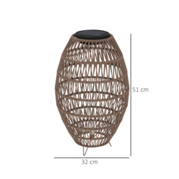Outsunny Rattan Solar Table Lamp, Garden Solar Lantern with Auto On/Off Light, IP44 Waterproof, Decorative Outdoor Rattan Lamp for Porch, Pathway, Dark Brown - thumbnail 3