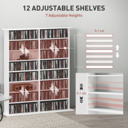 HOMCOM 16-Compartment Media Shelf- White - thumbnail 5