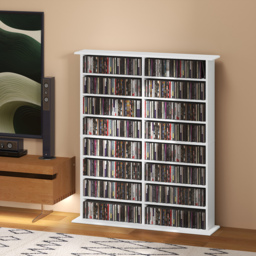 HOMCOM 16-Compartment Media Shelf- White - thumbnail 2