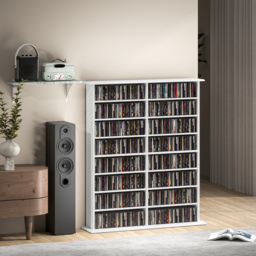 HOMCOM 16-Compartment Media Shelf- White - thumbnail 9