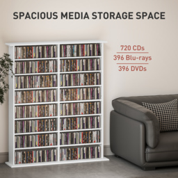 HOMCOM 16-Compartment Media Shelf- White - thumbnail 4