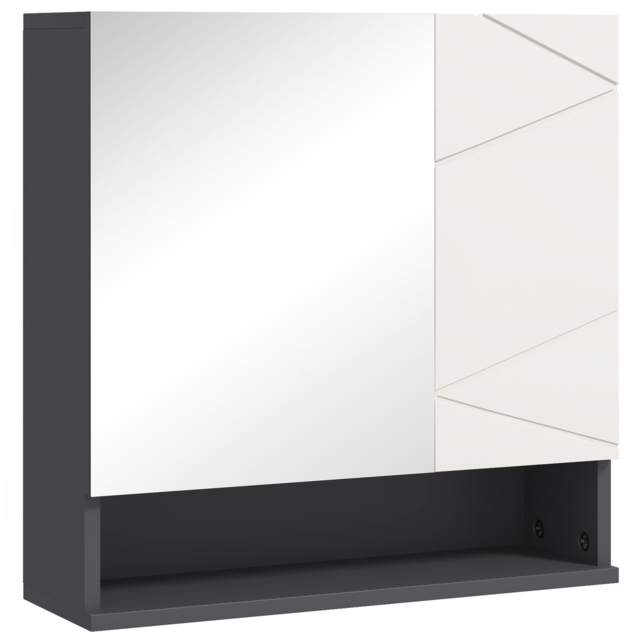 Kleankin Bathroom Wall Cabinet: With Adjustable Shelves for Storage, 55W x 17D x 55H cm, Light Grey - Aosom UK - image 1