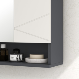 Kleankin Bathroom Wall Cabinet: With Adjustable Shelves for Storage, 55W x 17D x 55H cm, Light Grey - Aosom UK - thumbnail 9