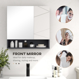 Kleankin Bathroom Wall Cabinet: With Adjustable Shelves for Storage, 55W x 17D x 55H cm, Light Grey - Aosom UK - thumbnail 6