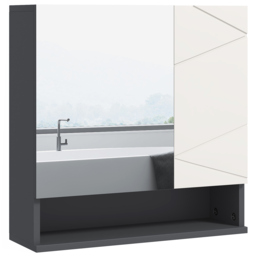 Kleankin Bathroom Wall Cabinet: With Adjustable Shelves for Storage, 55W x 17D x 55H cm, Light Grey - Aosom UK - thumbnail 1