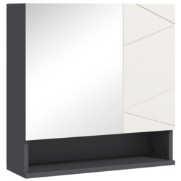 Kleankin Bathroom Wall Cabinet: With Adjustable Shelves for Storage, 55W x 17D x 55H cm, Light Grey - Aosom UK - thumbnail 1