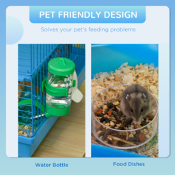 PawHut Hamster Habitat, 5 Tier Cage with Exercise Wheels, Tunnel, Water Bottle, Dishes, Ladder, Blue - Aosom UK - thumbnail 5