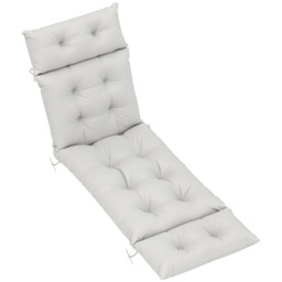 Outsunny Sun Lounger Cushion Only, 190x56x10cm Garden Lounge Chair Cushion, UPF20+ 220gsm Fabric, 6 Ties, Light Grey - Aosom UK