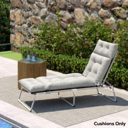 Outsunny Sun Lounger Cushion Only, 190x56x10cm Garden Lounge Chair Cushion, UPF20+ 220gsm Fabric, 6 Ties, Light Grey - Aosom UK - thumbnail 9