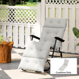 Outsunny Sun Lounger Cushion Only, 190x56x10cm Garden Lounge Chair Cushion, UPF20+ 220gsm Fabric, 6 Ties, Light Grey - Aosom UK - thumbnail 2