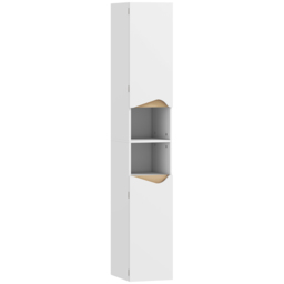 HOMCOM Tall Slim Bathroom Cabinet with 2 Doors, 2 Shelves - White - thumbnail 1