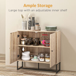 HOMCOM Storage Cabinet Adjustable Shelf Metal Frame Handles Tabletop Unique Home Style Organiser - thumbnail 5