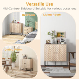 HOMCOM Storage Cabinet Adjustable Shelf Metal Frame Handles Tabletop Unique Home Style Organiser - thumbnail 4