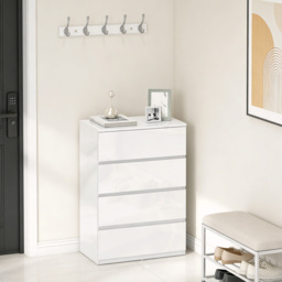 HOMCOM High Gloss Chest of Drawers, 4-Drawer Storage Cabinet, Modern Dresser for Bedroom, Stylish & Functional, White - Aosom UK - thumbnail 8
