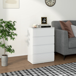 HOMCOM High Gloss Chest of Drawers, 4-Drawer Storage Cabinet, Modern Dresser for Bedroom, Stylish & Functional, White - Aosom UK - thumbnail 2