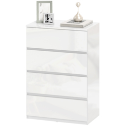 HOMCOM High Gloss Chest of Drawers, 4-Drawer Storage Cabinet, Modern Dresser for Bedroom, Stylish & Functional, White - Aosom UK - thumbnail 9