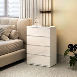 HOMCOM High Gloss Chest of Drawers, 4-Drawer Storage Cabinet, Modern Dresser for Bedroom, Stylish & Functional, White - Aosom UK - thumbnail 9