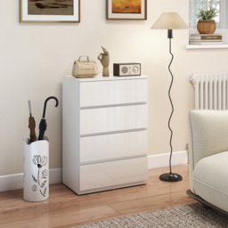HOMCOM High Gloss Chest of Drawers, 4-Drawer Storage Cabinet, Modern Dresser for Bedroom, Stylish & Functional, White - Aosom UK - thumbnail 7