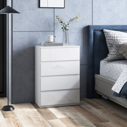 HOMCOM High Gloss Chest of Drawers, 4-Drawer Storage Cabinet, Modern Dresser for Bedroom, Stylish & Functional, White - Aosom UK - thumbnail 8