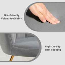 HOMCOM Velvet-Feel Lotus Petal Accent Chair - Grey - Aosom UK - thumbnail 5