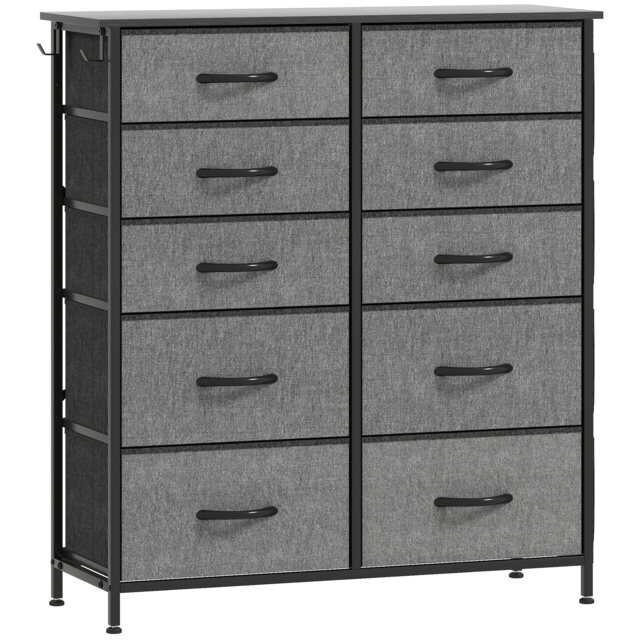 HOMCOM Chest of Ten Fabric Drawers - Charcoal Grey - image 1