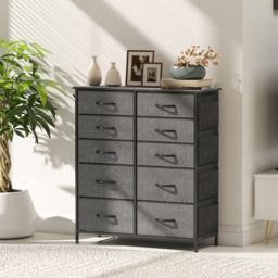 HOMCOM Chest of Ten Fabric Drawers - Charcoal Grey - thumbnail 9