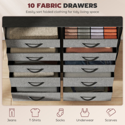HOMCOM Chest of Ten Fabric Drawers - Charcoal Grey - thumbnail 4