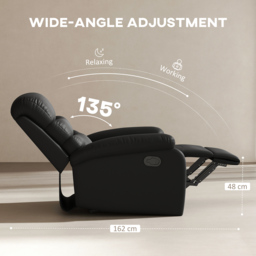 HOMCOM PU Leather Reclining Chair, Manual Recliner Chair with Padded Armrests, Retractable Footrest and Wood Frame, Black - thumbnail 4