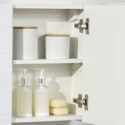 kleankin Wall-Mounted Mirror Cabinet: Double-Door Design with Adjustable Shelf, Bathroom Cupboard Organizer, White - Aosom UK - thumbnail 9