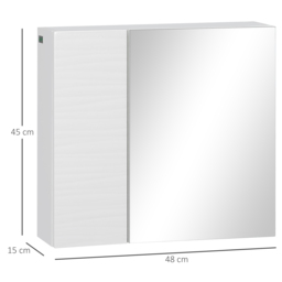 kleankin Wall-Mounted Mirror Cabinet: Double-Door Design with Adjustable Shelf, Bathroom Cupboard Organizer, White - Aosom UK - thumbnail 3