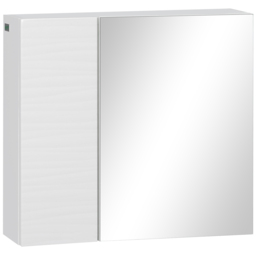 kleankin Wall-Mounted Mirror Cabinet: Double-Door Design with Adjustable Shelf, Bathroom Cupboard Organizer, White - Aosom UK - thumbnail 1