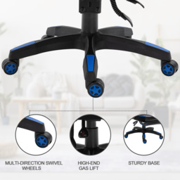 Vinsetto Ergonomic Racing Gaming Chair Office Desk Chair Adjustable Height Recliner w/ Wheels, Headrest, Lumbar, Footrest, Blue - Aosom UK - thumbnail 6