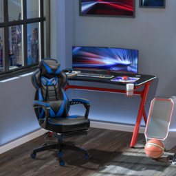 Vinsetto Ergonomic Racing Gaming Chair Office Desk Chair Adjustable Height Recliner w/ Wheels, Headrest, Lumbar, Footrest, Blue - Aosom UK - thumbnail 2