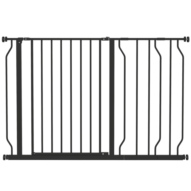 PawHut Dog Gate Dog Gate for Stairs Stays w/ Double Locking System for Doorways, Corridors, Staircases, 75-115Wcm, Black - Aosom UK - image 1