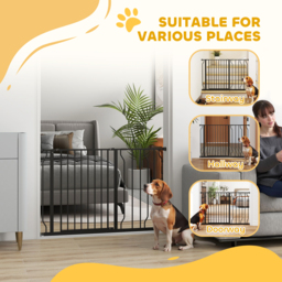 PawHut Dog Gate Dog Gate for Stairs Stays w/ Double Locking System for Doorways, Corridors, Staircases, 75-115Wcm, Black - Aosom UK - thumbnail 7