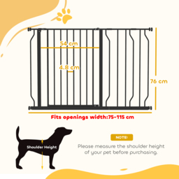 PawHut Dog Gate Dog Gate for Stairs Stays w/ Double Locking System for Doorways, Corridors, Staircases, 75-115Wcm, Black - Aosom UK - thumbnail 3