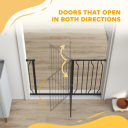 PawHut Dog Gate Dog Gate for Stairs Stays w/ Double Locking System for Doorways, Corridors, Staircases, 75-115Wcm, Black - Aosom UK - thumbnail 8