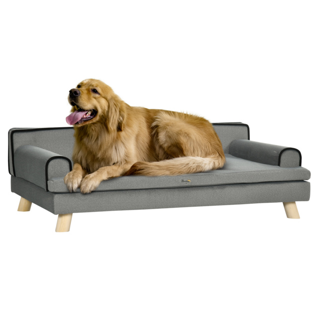 PawHut Dog Sofa with Water-resistant Fabric, Pet Chair Bed for Large, Medium Dogs, Grey, 100 x 62 x 32 cm - Aosom UK - image 1