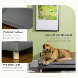 PawHut Dog Sofa with Water-resistant Fabric, Pet Chair Bed for Large, Medium Dogs, Grey, 100 x 62 x 32 cm - Aosom UK - thumbnail 6